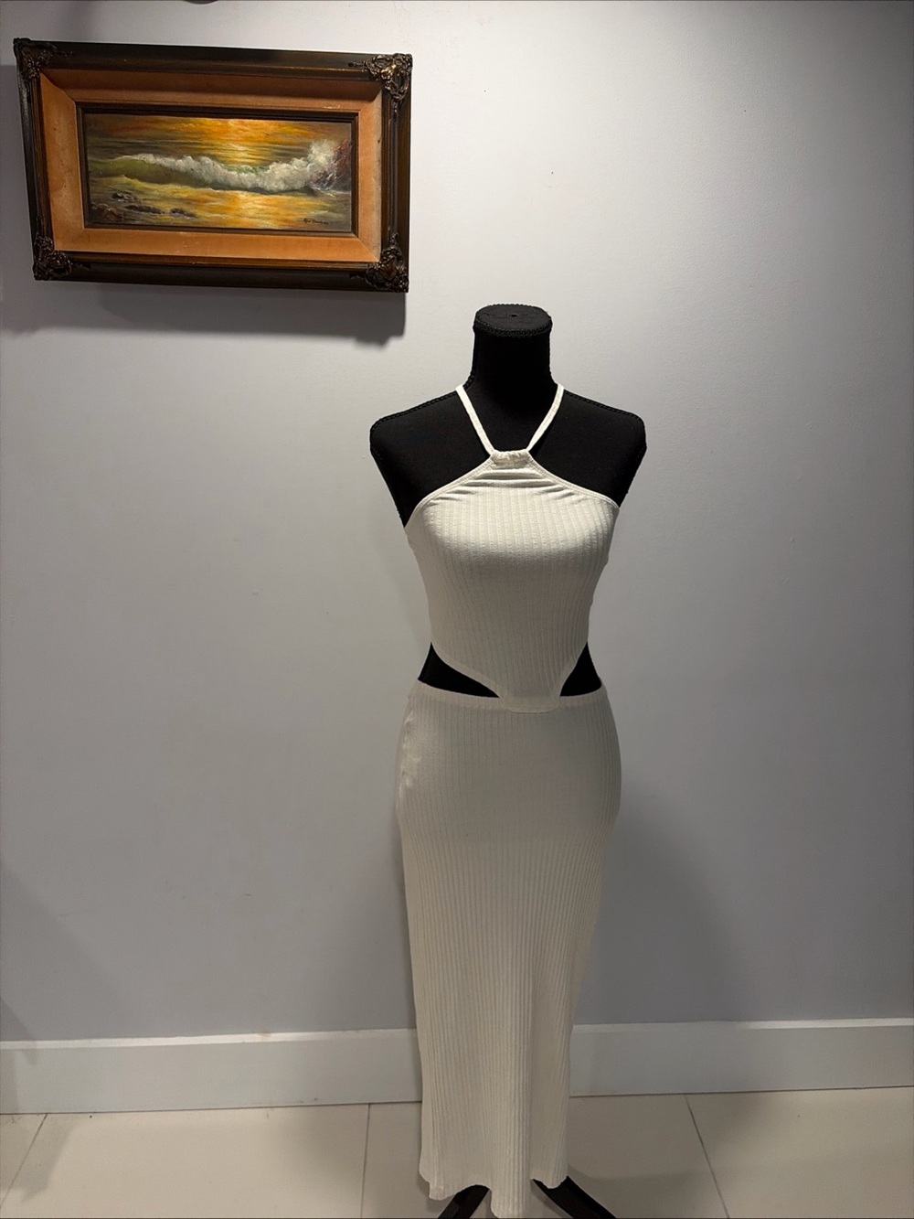 LNA Midi Cut Out Dress Cream Summer Resort Sexy Beach Party Festival Revolve